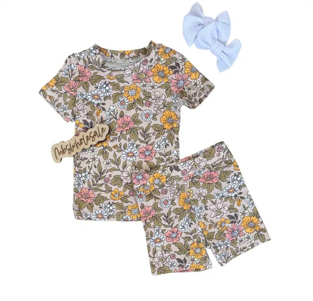 NEW MBS WHOLESALE girl's two piece set in amber floral